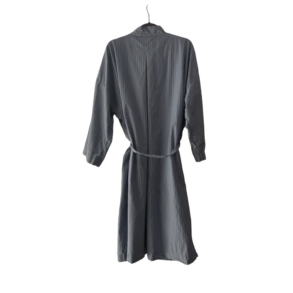 Deiji Studios x Juem Blue Striped Cotton Robe Long Sleeve Loungewear OS